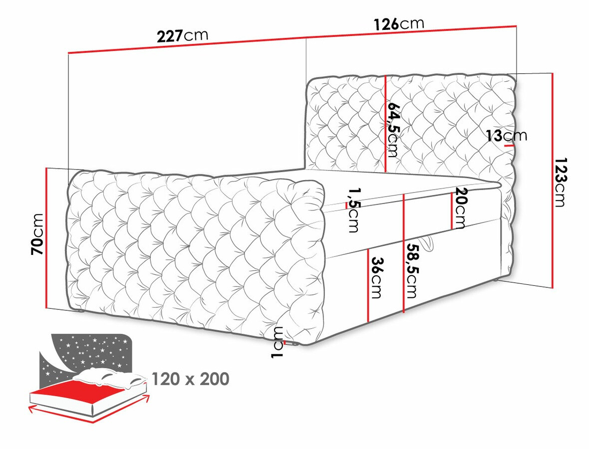 Boxspring postelja Lac I (Velluto 20)