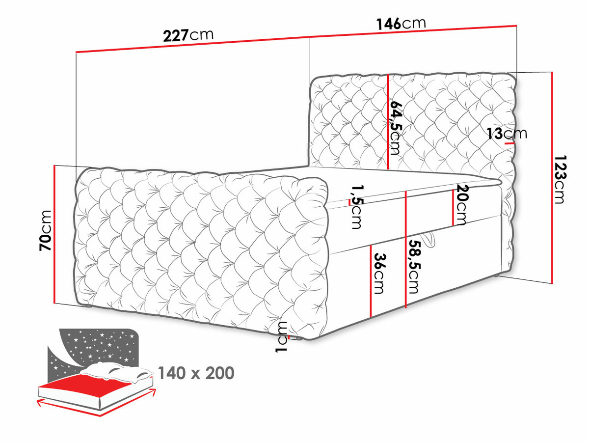 Boxspring postelja Lac I (Velluto 20)