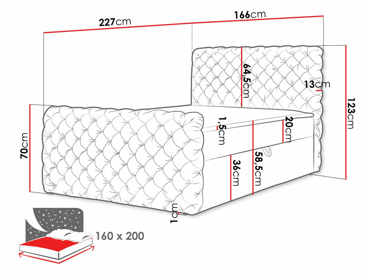 Boxspring postelja Lac I (Velluto 20)