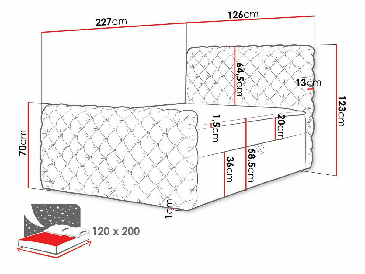 Boxspring postelja Lac I (Velluto 8)