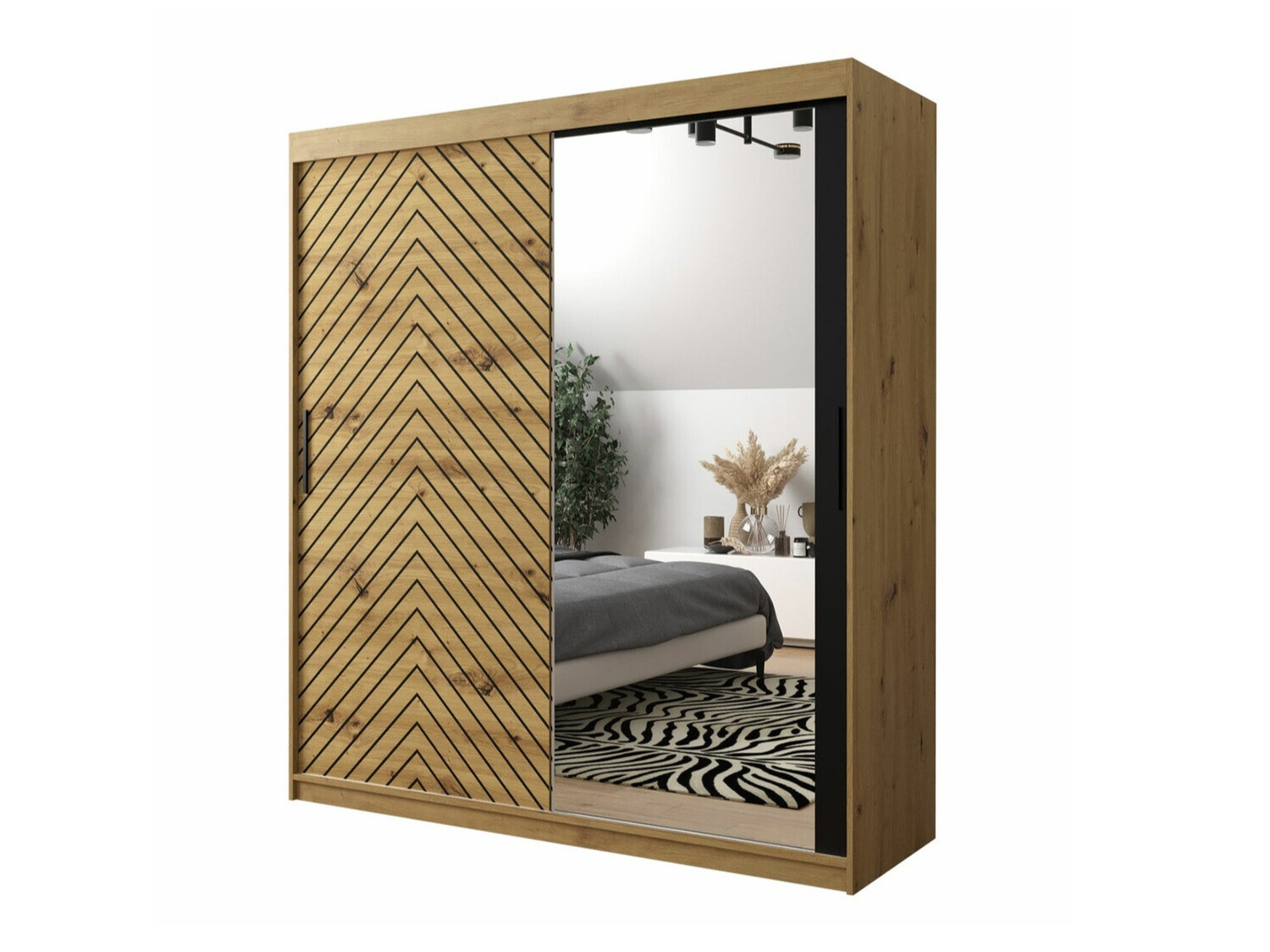 Garderobna omara Hartford 313 (Artisan hrast + Črna)