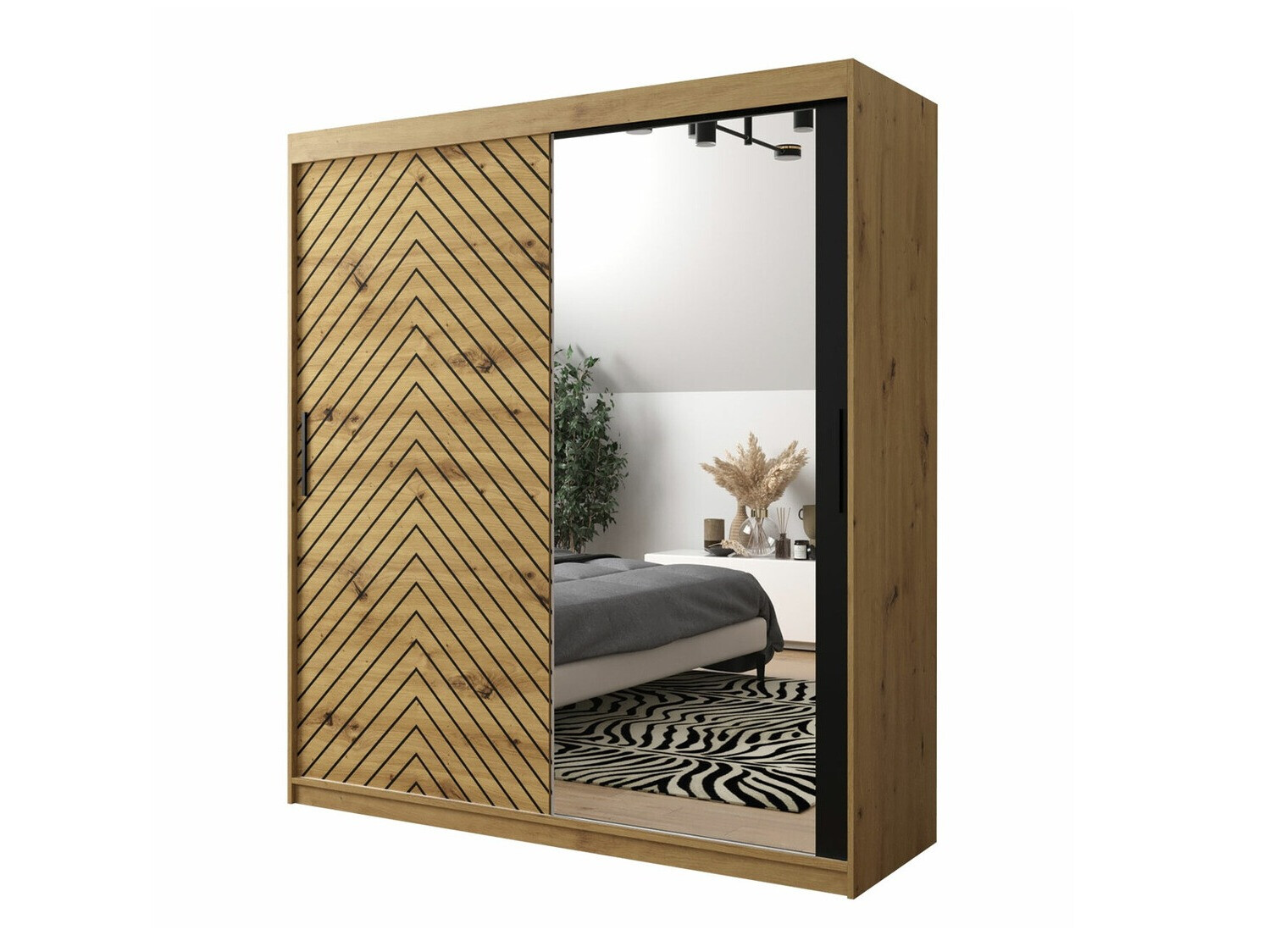 Garderobna omara Hartford 313 (Artisan hrast + Črna)