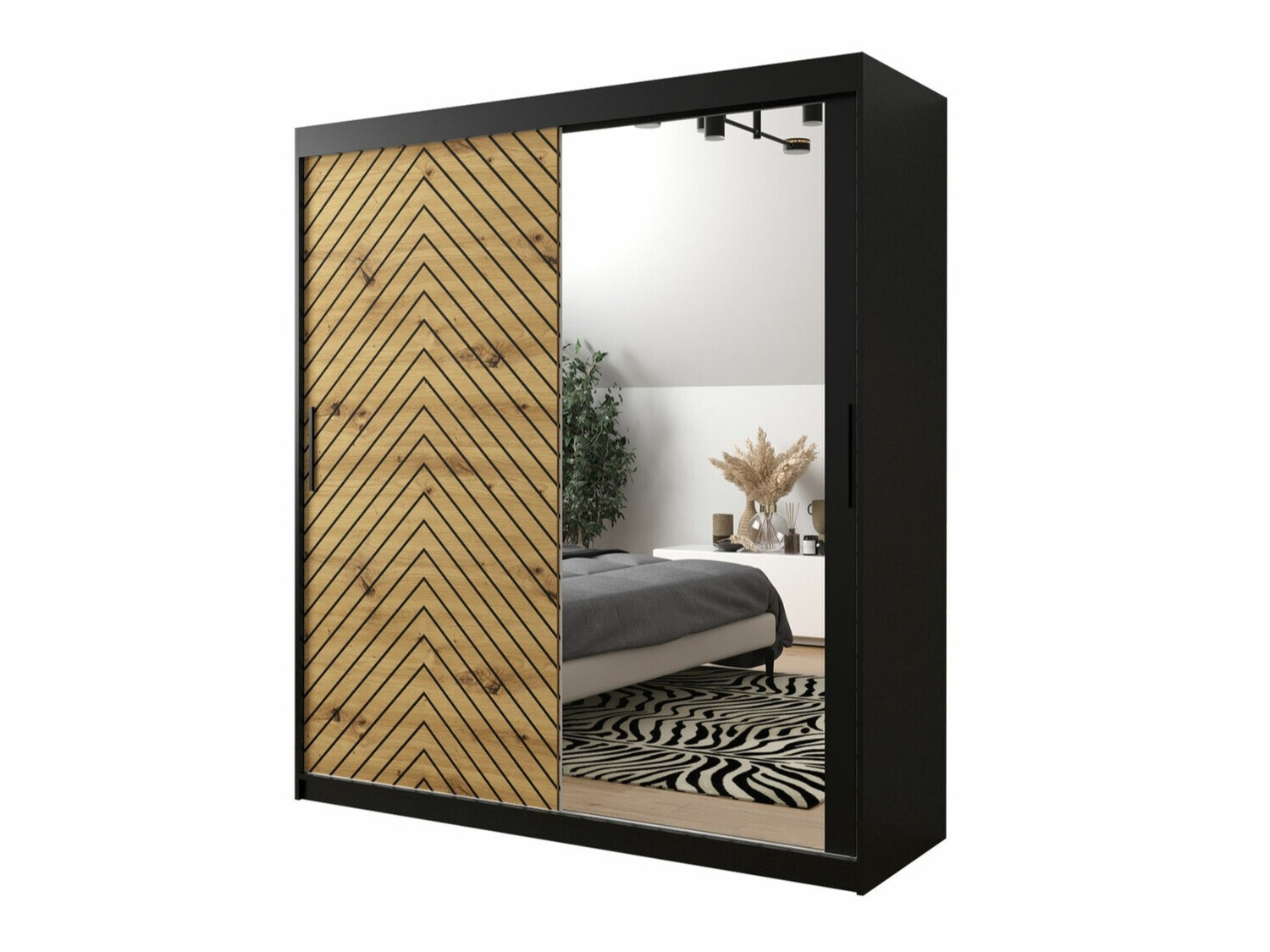 Garderobna omara Hartford 313 (Črna + Artisan hrast)