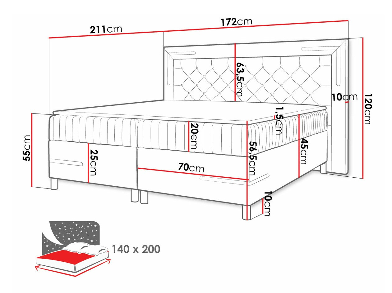 Boxspring postelja Baltimore 189 (Fresh 11)