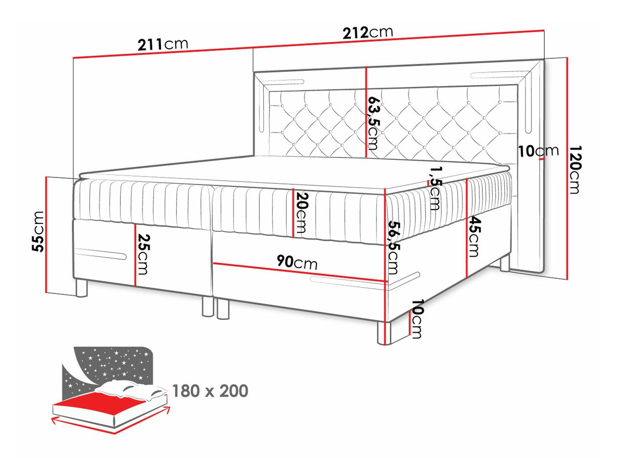 Boxspring postelja Baltimore 189 (Fresh 11)