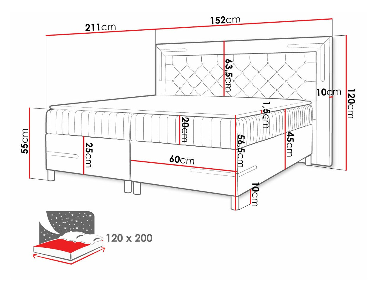 Boxspring postelja Baltimore 189 (Fresh 13)