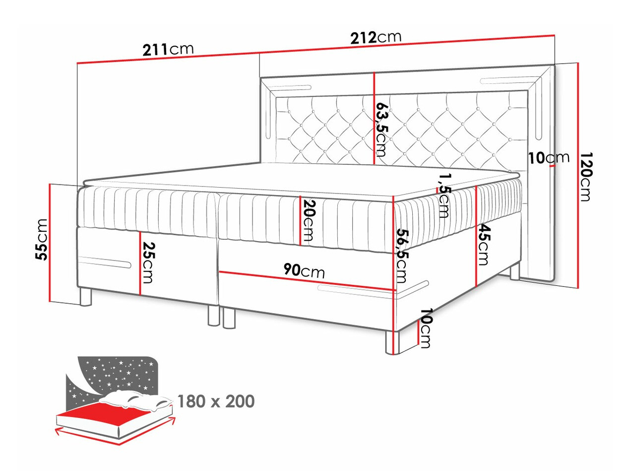 Boxspring postelja Baltimore 189 (Fresh 13)