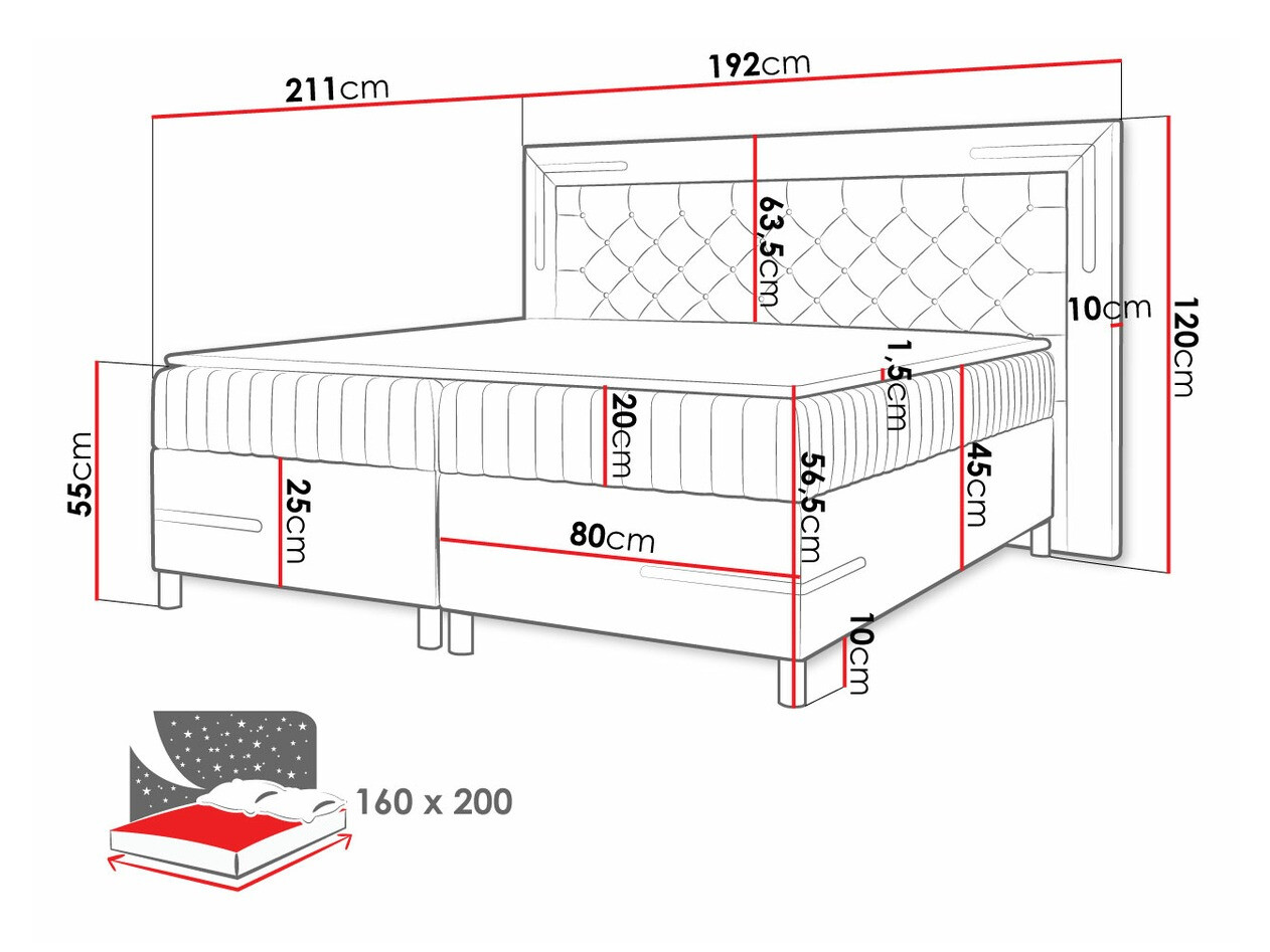 Boxspring postelja Baltimore 189 (Fresh 37)