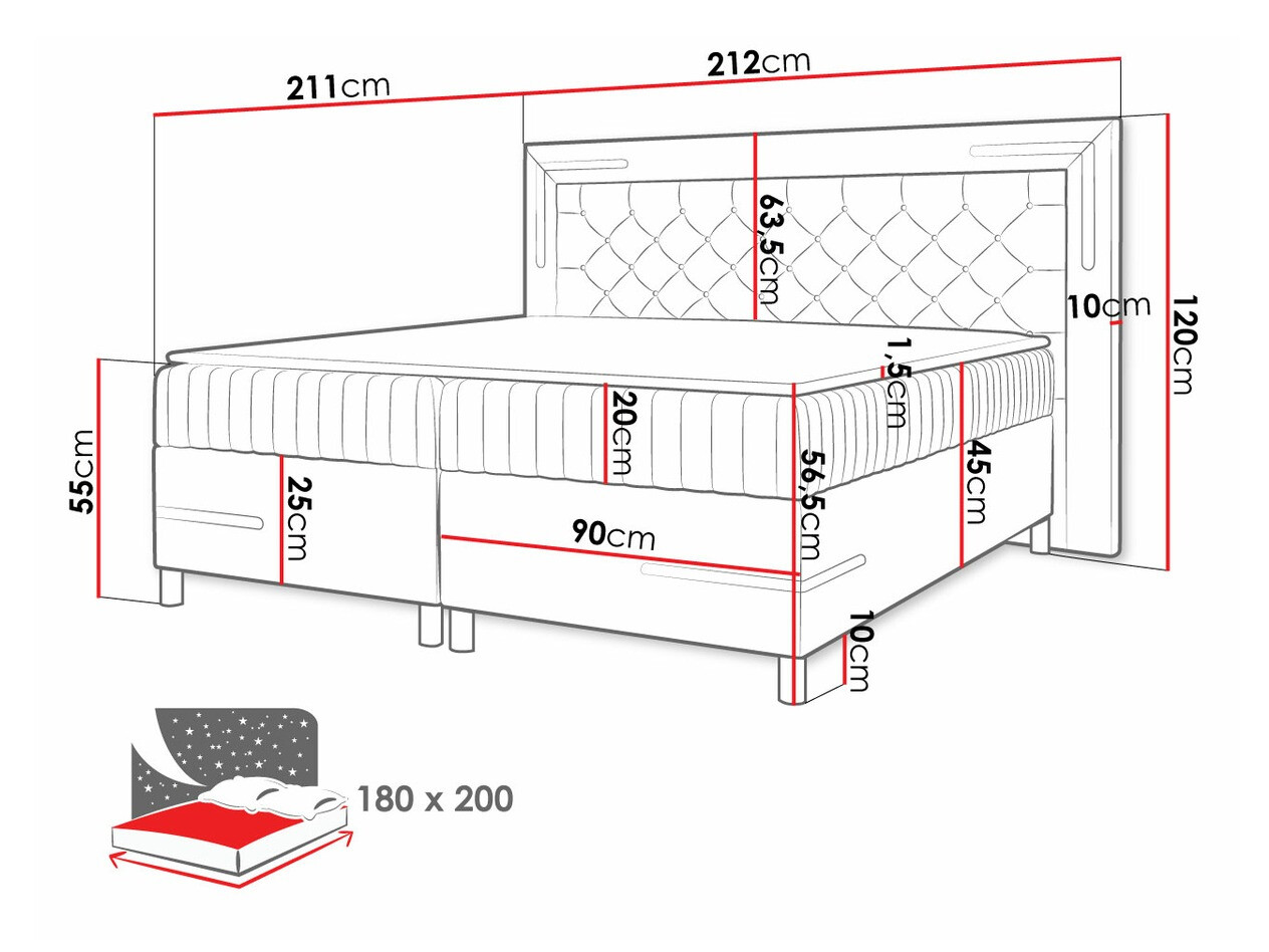 Boxspring postelja Baltimore 189 (Fresh 37)