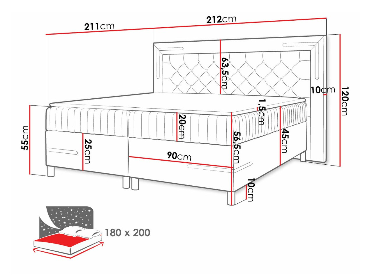 Boxspring postelja Baltimore 189 (Fresh 4)