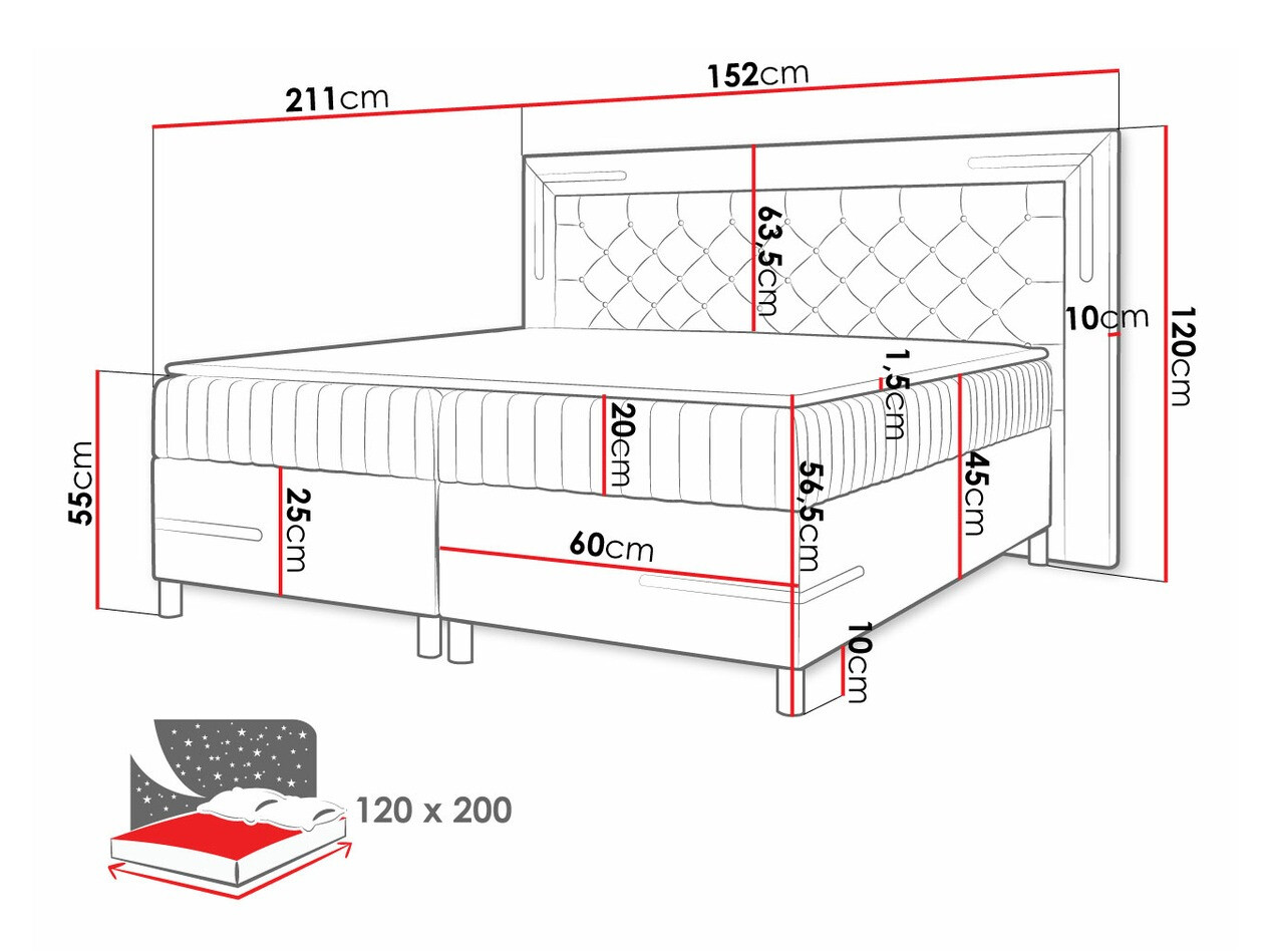 Boxspring postelja Baltimore 189 (Velluto 14)