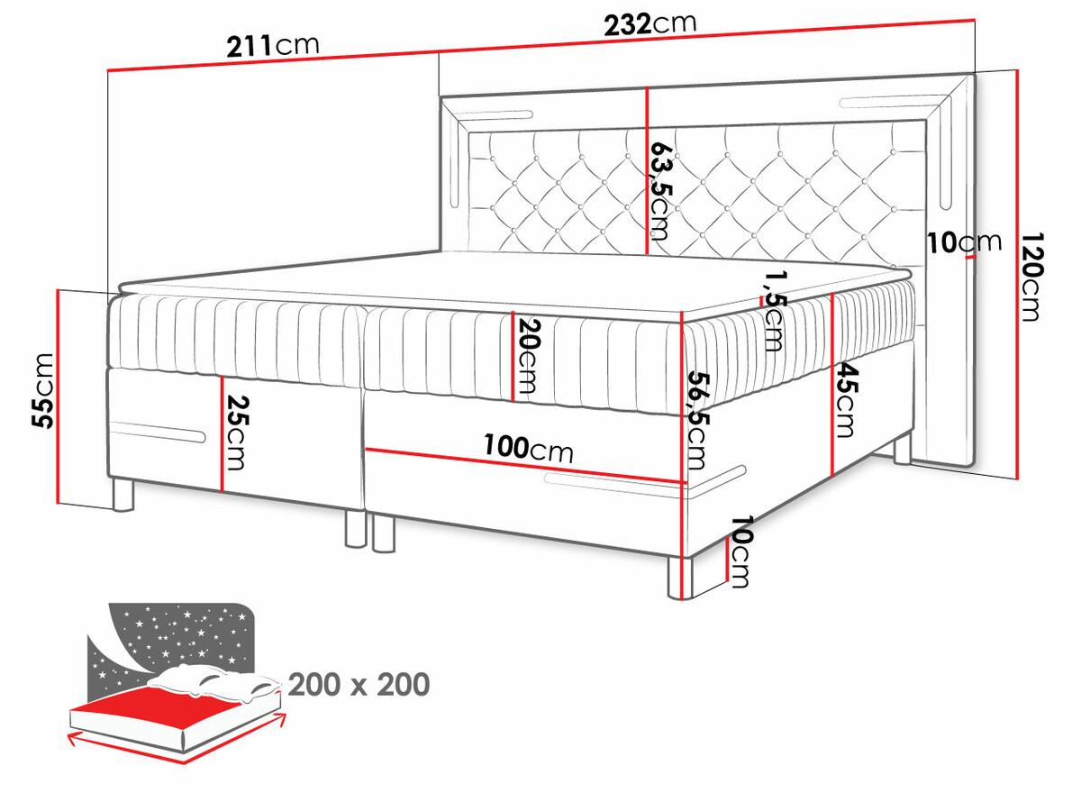 Boxspring postelja Baltimore 189 (Velluto 15)