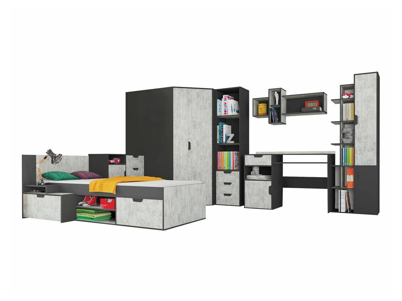 Pohištveni komplet Tenmele 113 (Siva + Grafit)