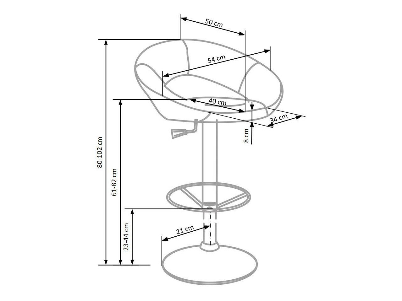Srednje visok barski stol Houston 452 (Siva)