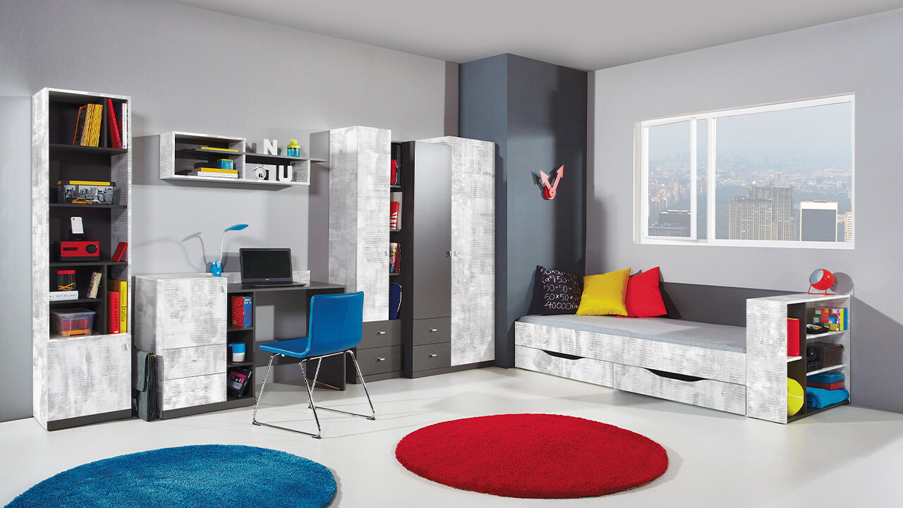 Komplet pohištva za otroško sobo Omaha F128 (Grafit + Siva)