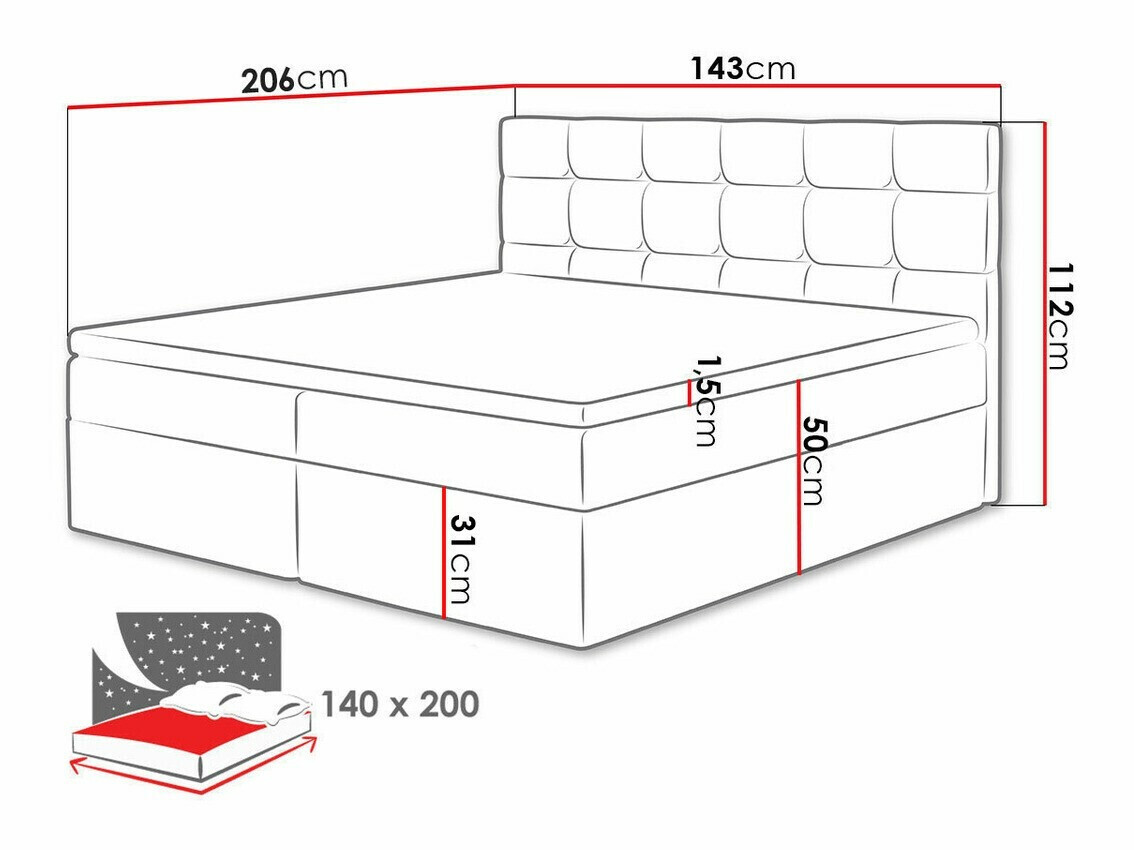 Boxspring postelja Comfivo Osculum I (Muna 10)
