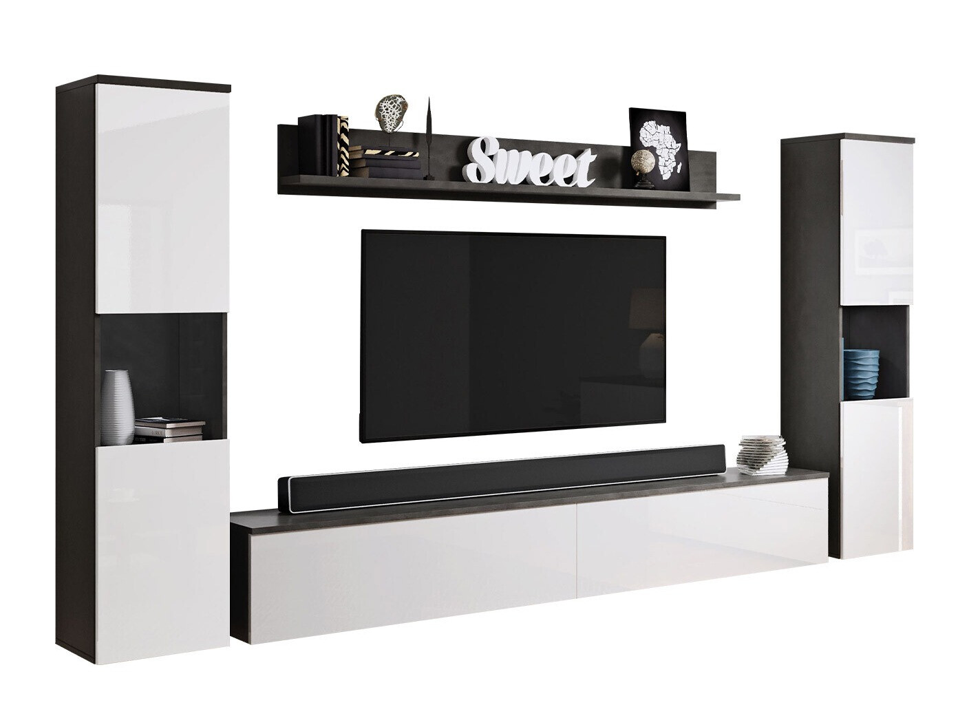 Dnevni prostor Sarasota 131 (Temno siva + Sijaj bela)