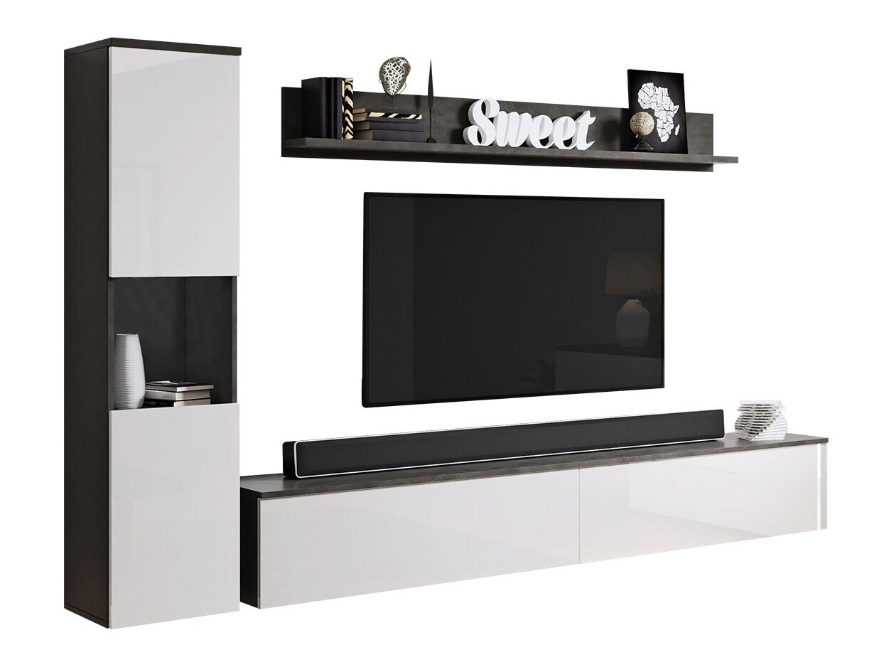 Komplet za dnevno sobo Sarasota 130 (Temno siva + Sijaj bela)