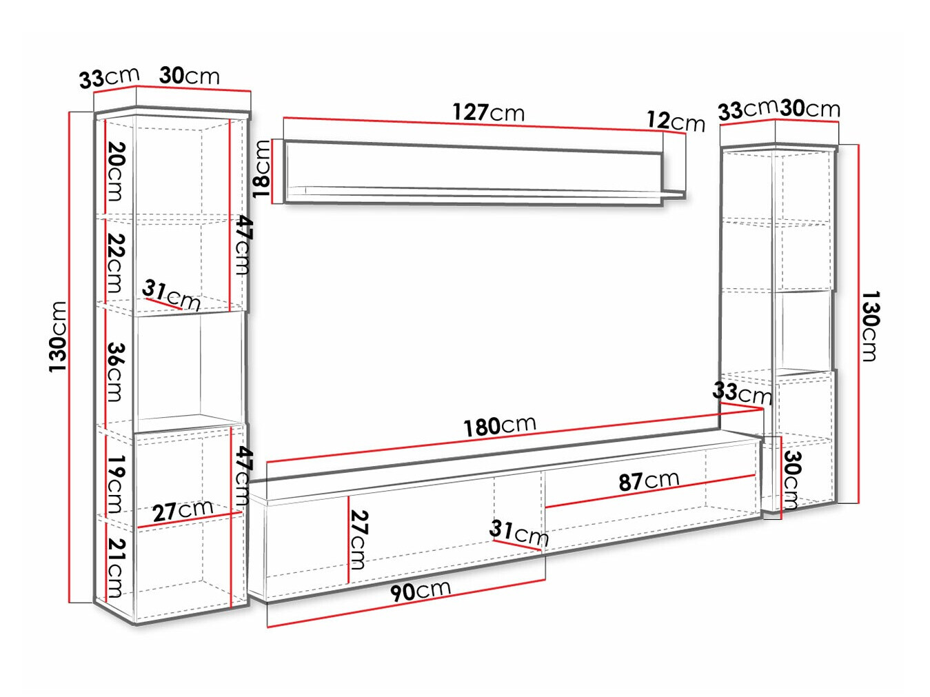 Komplet za dnevno sobo Sarasota 131 (Temno siva + Sijaj bela)