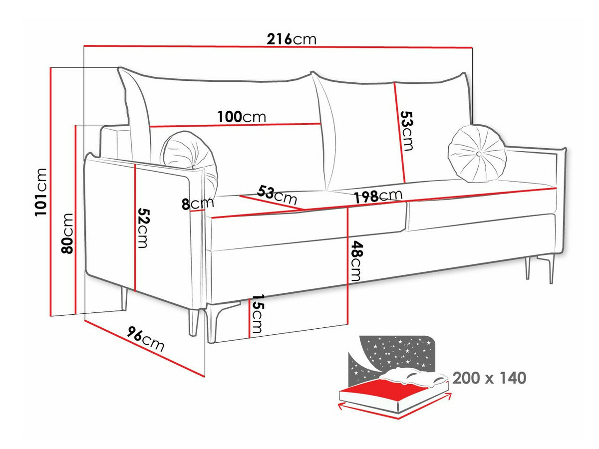 Raztegljiv kavč Clovis 103 (Manila 16)