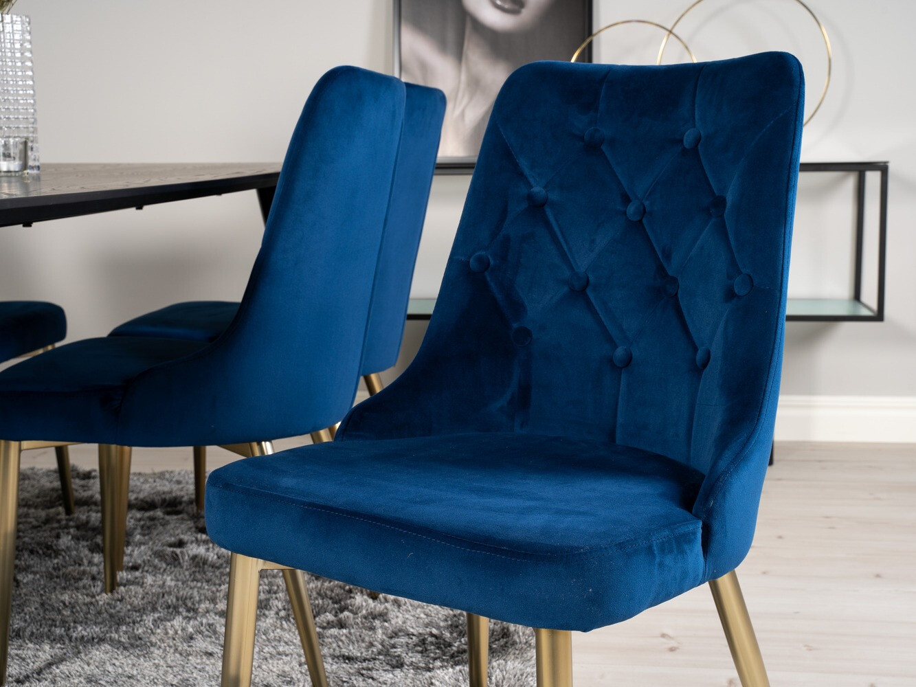 Jedilniški komplet Dallas 1256 (Modra + Zlata)