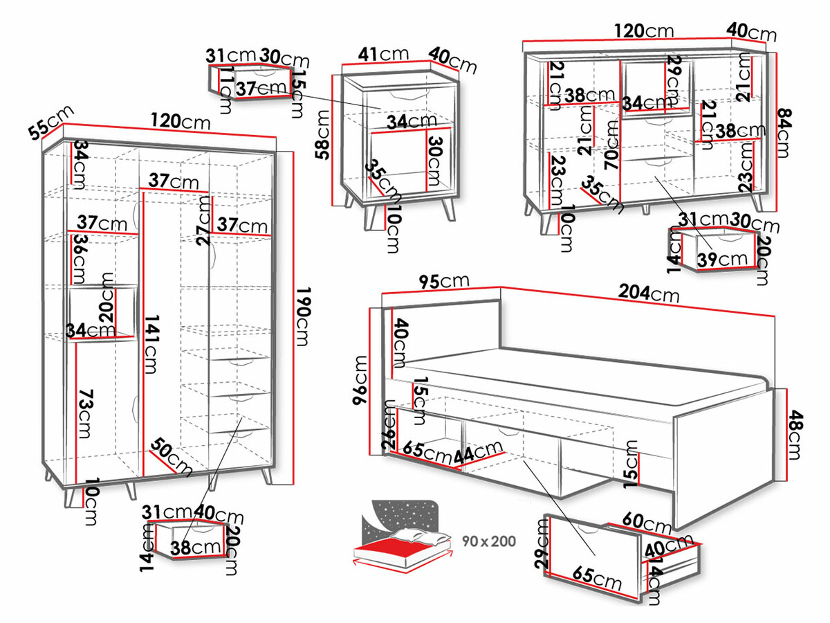Komplet pohištva za otroško sobo Domvera 116