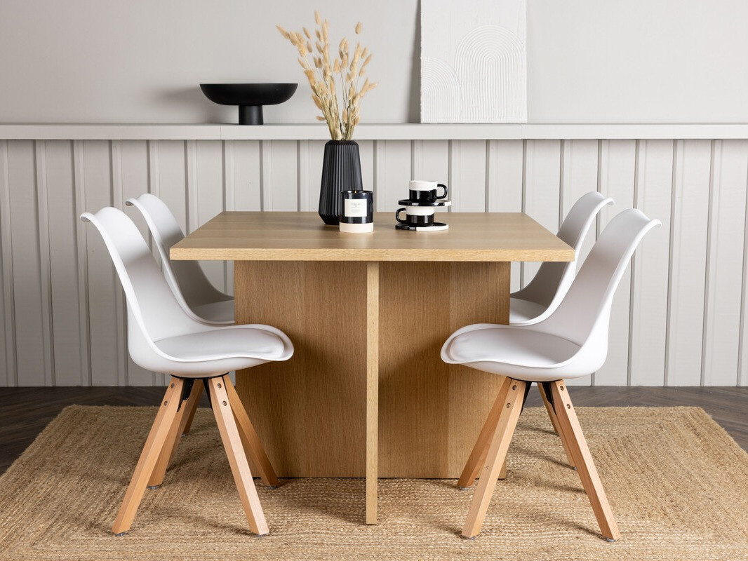 Jedilniški komplet Dallas 4001 (Bela + Svetel les)