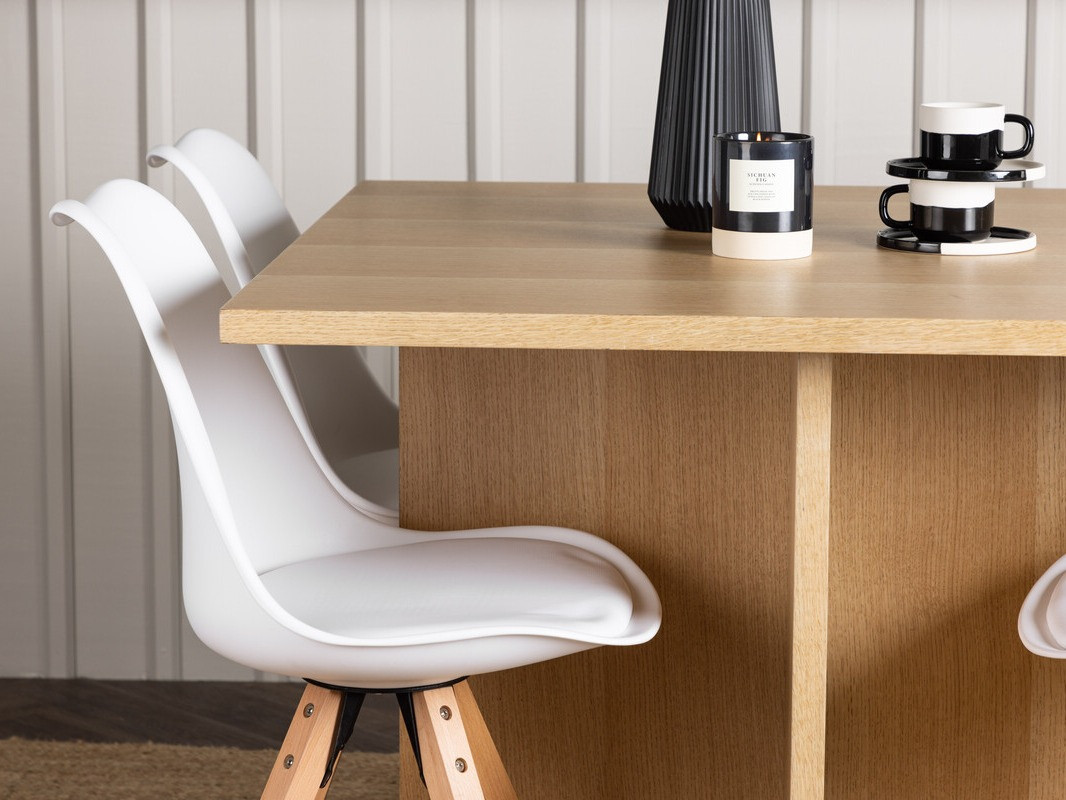 Jedilniški komplet Dallas 4001 (Bela + Svetel les)