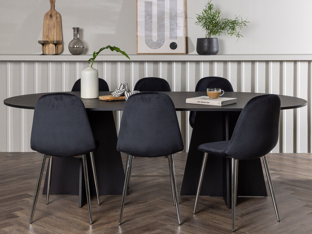 Jedilniški komplet Dallas 4033 (Črna + Srebrna)