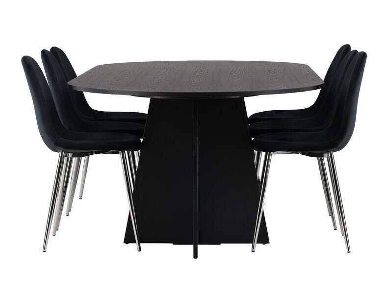 Jedilniški komplet Dallas 4033 (Črna + Srebrna)