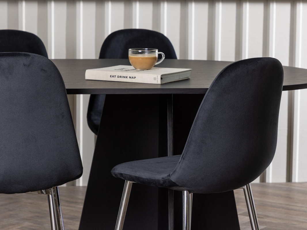 Jedilniški komplet Dallas 4033 (Črna + Srebrna)