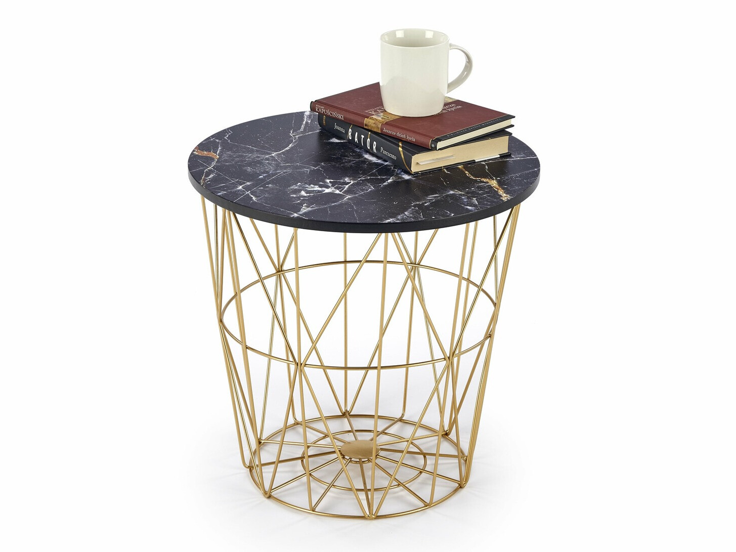 Klubska mizica Houston 1454 (Zlata + Črni marmor)