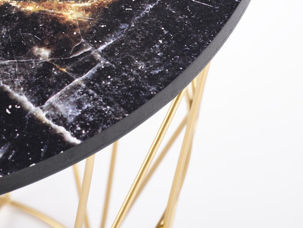 Klubska mizica Houston 1454 (Zlata + Črni marmor)