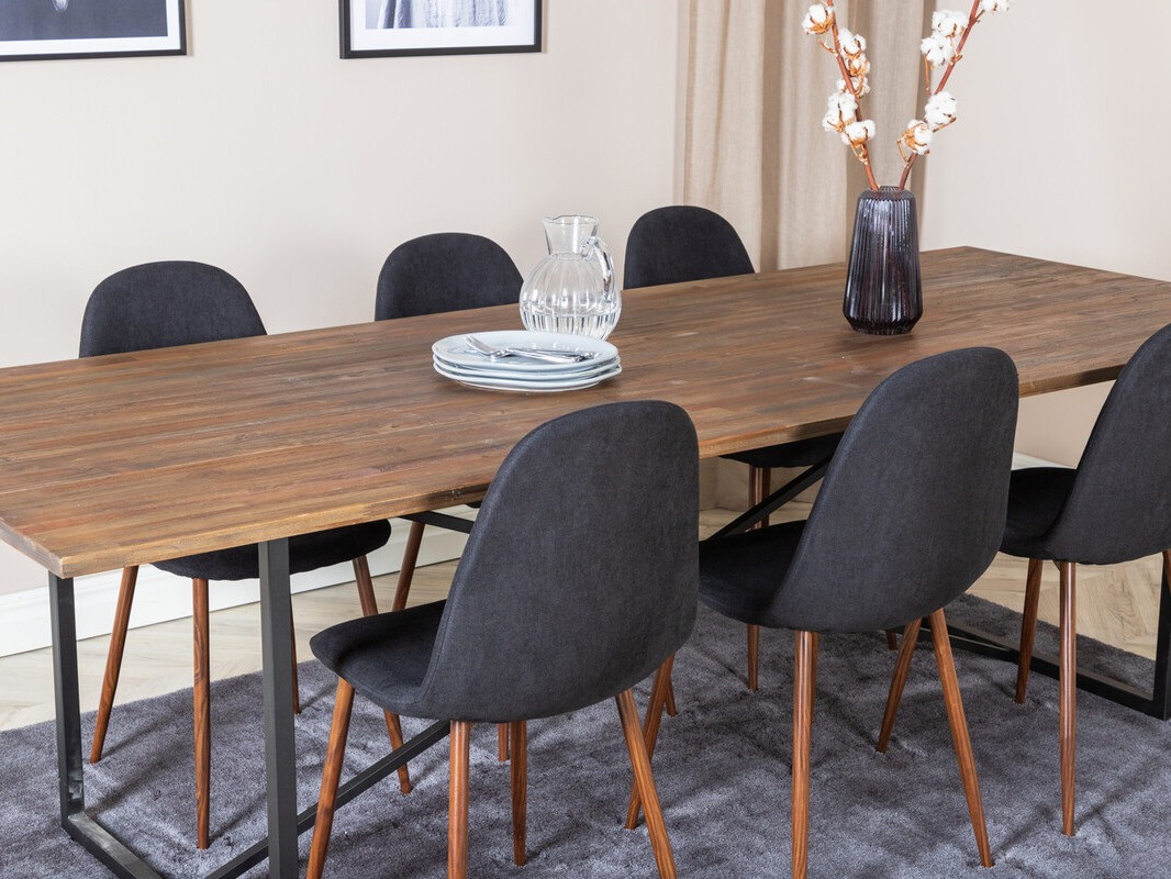 Jedilniški komplet Dallas 4076 (Črna + Oreh)