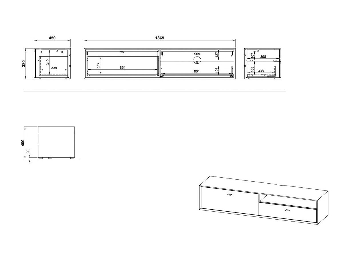 TV-omarica Sacramento 503 (Beljen bor + Navarra hrast)