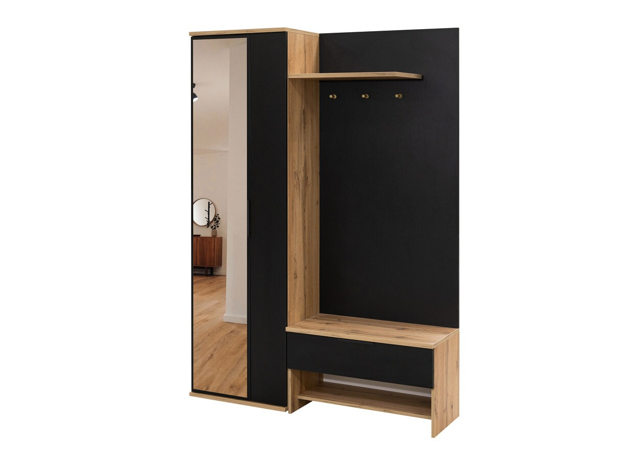 Komplet za predsobo Honolulu 160 (Črna + Wotan hrast)