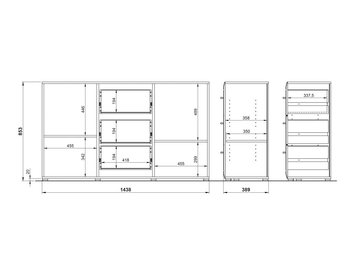 Komoda Livromu 108 (Sijaj bela + Bela)