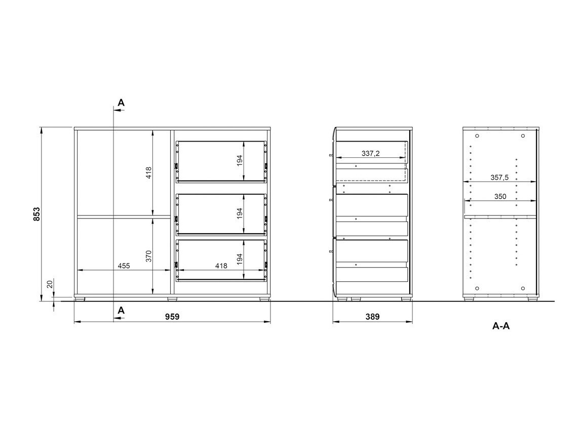 Komoda Livromu 109 (Sijaj bela + Bela)