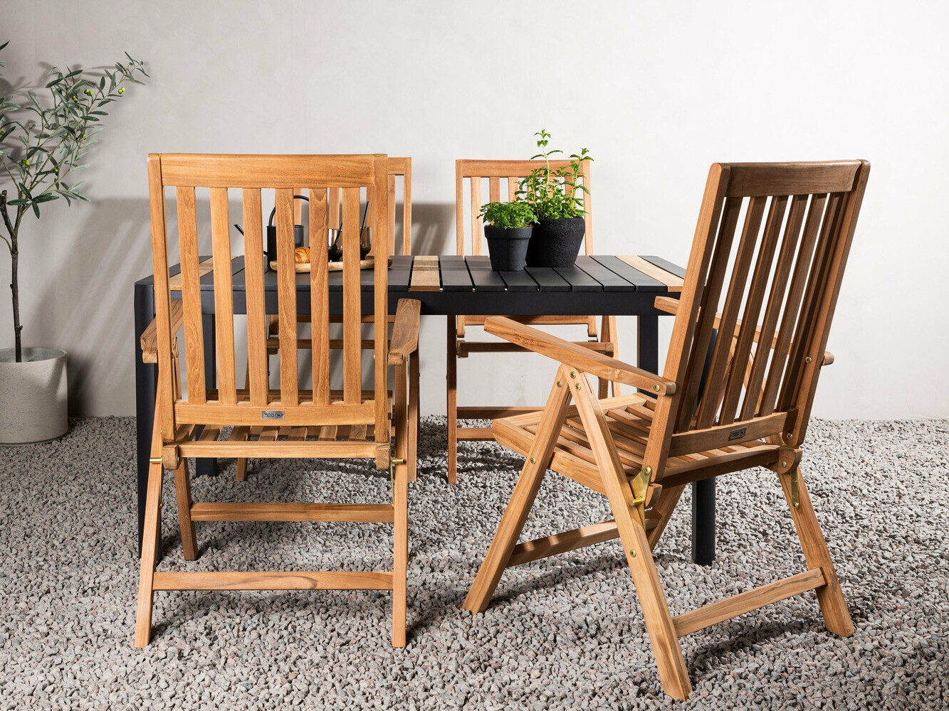 Komplet mize in stolov Dallas 4090 (Črna + Rjava)