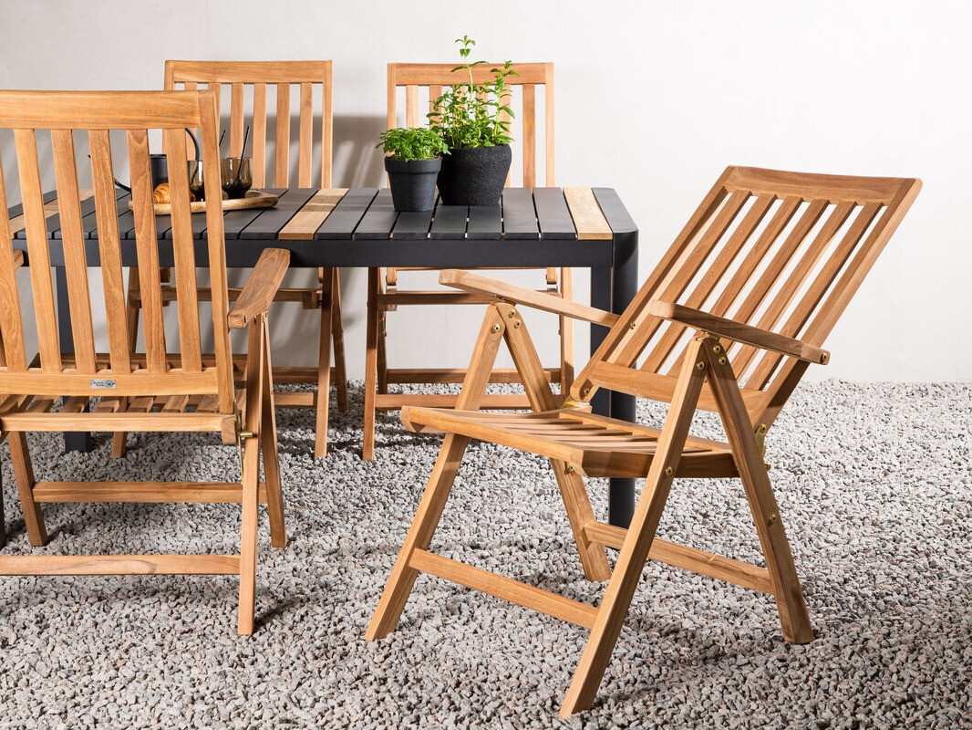 Komplet mize in stolov Dallas 4090 (Črna + Rjava)