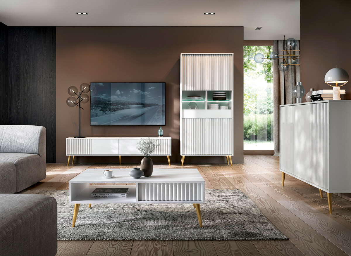 Klubska mizica Cirferi 103 (Bela + Zlata)