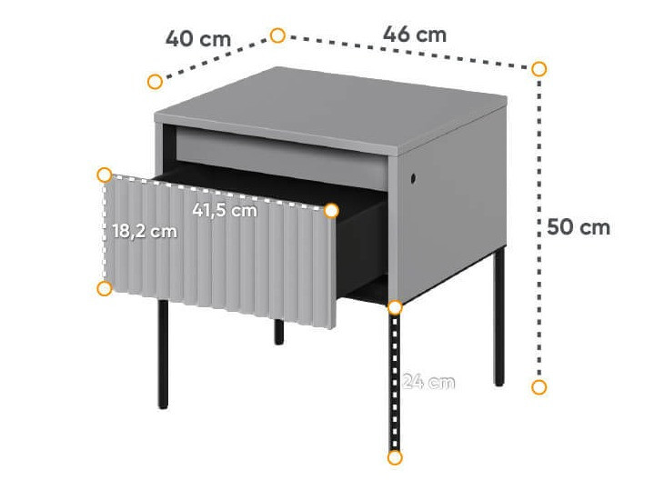 Nočna omarica Fernolu 111 (Siva + Črna)