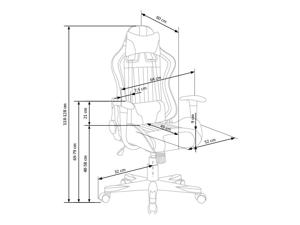 Gaming stol Houston 1489 (Svetlo siva + Turkizna)