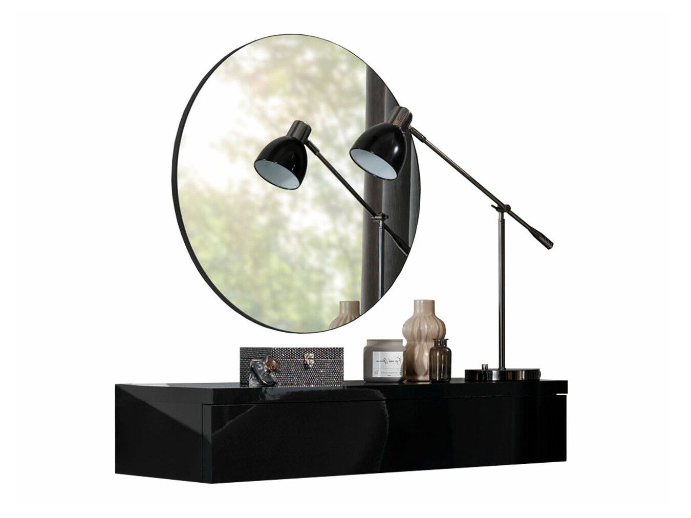 Toaletna mizica Delpher I (Črna + Sijaj črna)