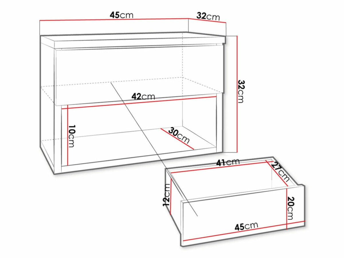 Nočna omarica Papilix (Bela + Sijaj bela)