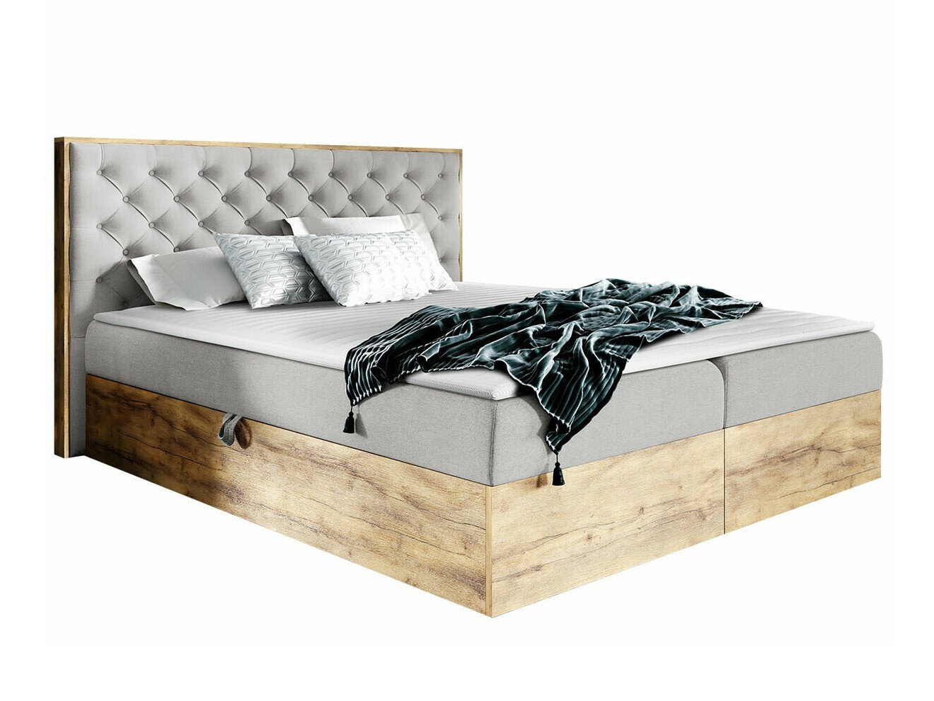 Boxspring postelja Baltimore 182 (Wotan hrast + Faro 16)