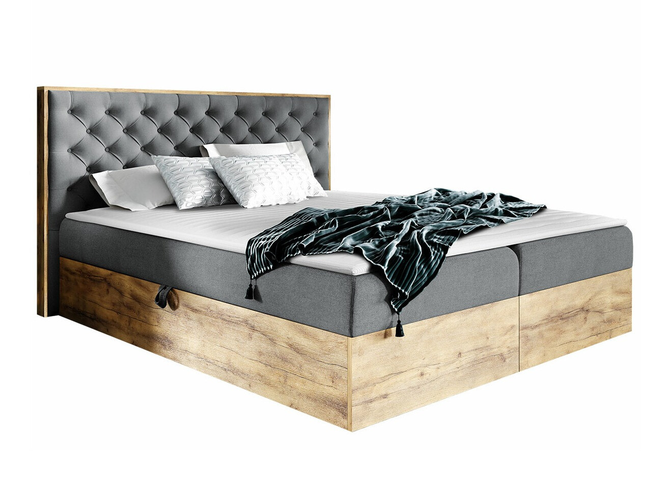 Boxspring postelja Baltimore 182 (Wotan hrast + Faro 4)