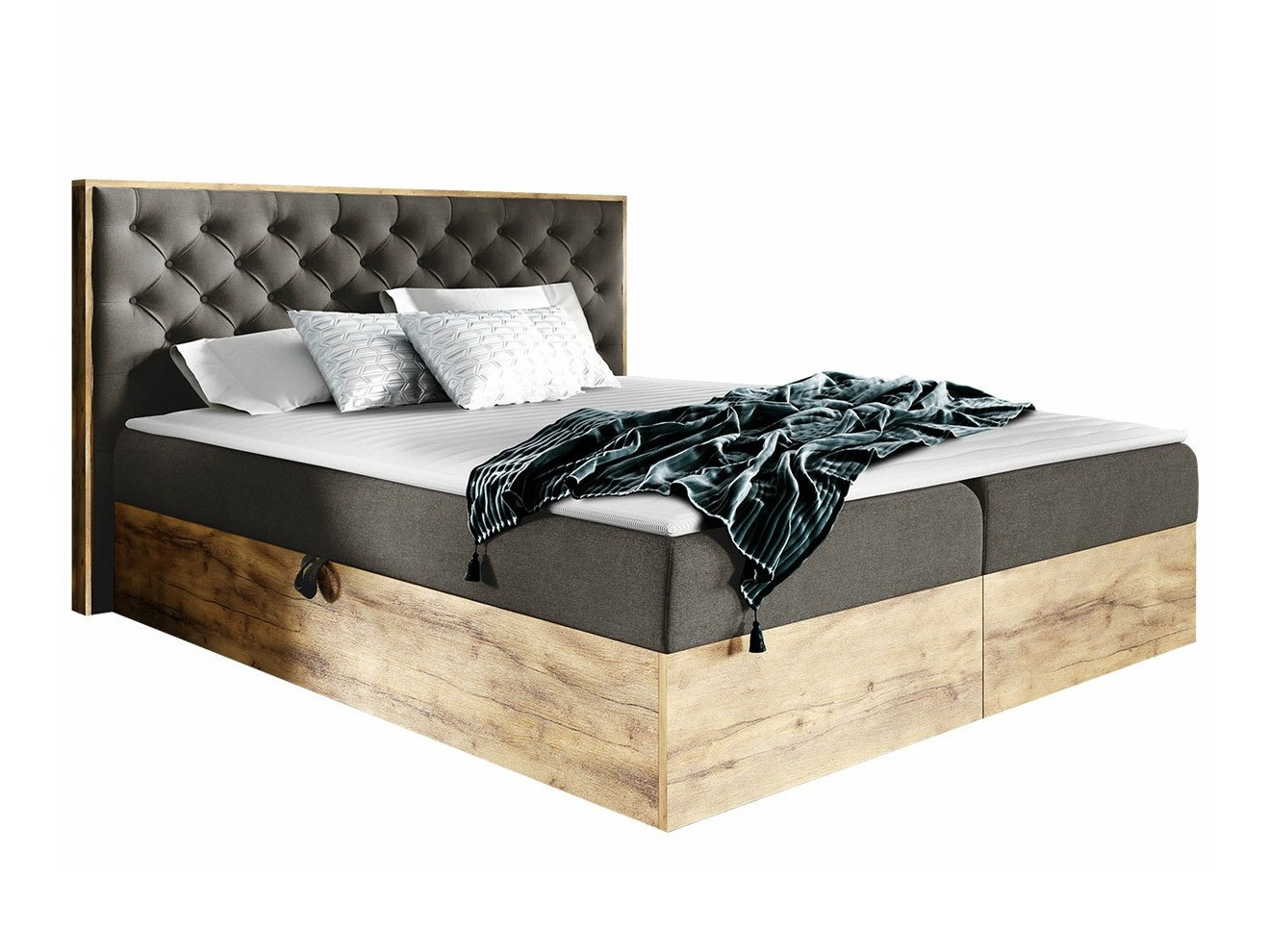 Boxspring postelja Baltimore 182 (Wotan hrast + Faro 5)
