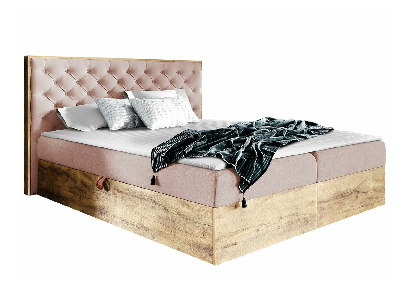 Boxspring postelja Navis I (Wotan hrast + Faro 14)