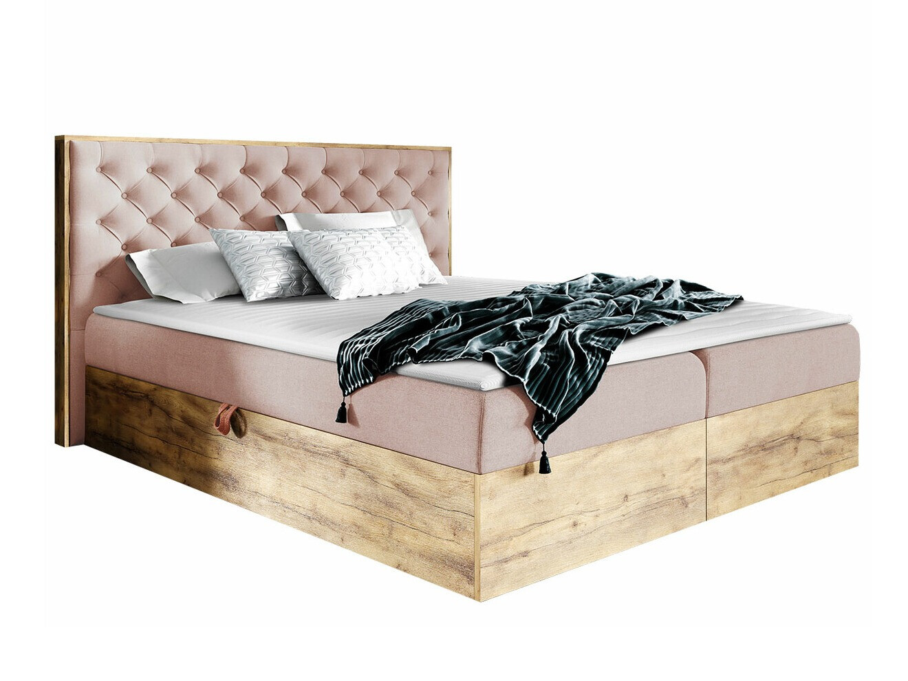 Boxspring postelja Navis I (Wotan hrast + Faro 14)